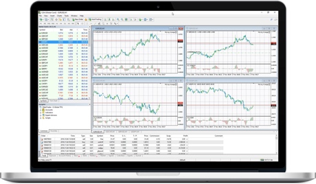 แพลตฟอร์ม Metatrader4 กราฟแสดงบนโน๊ตบุ๊ค